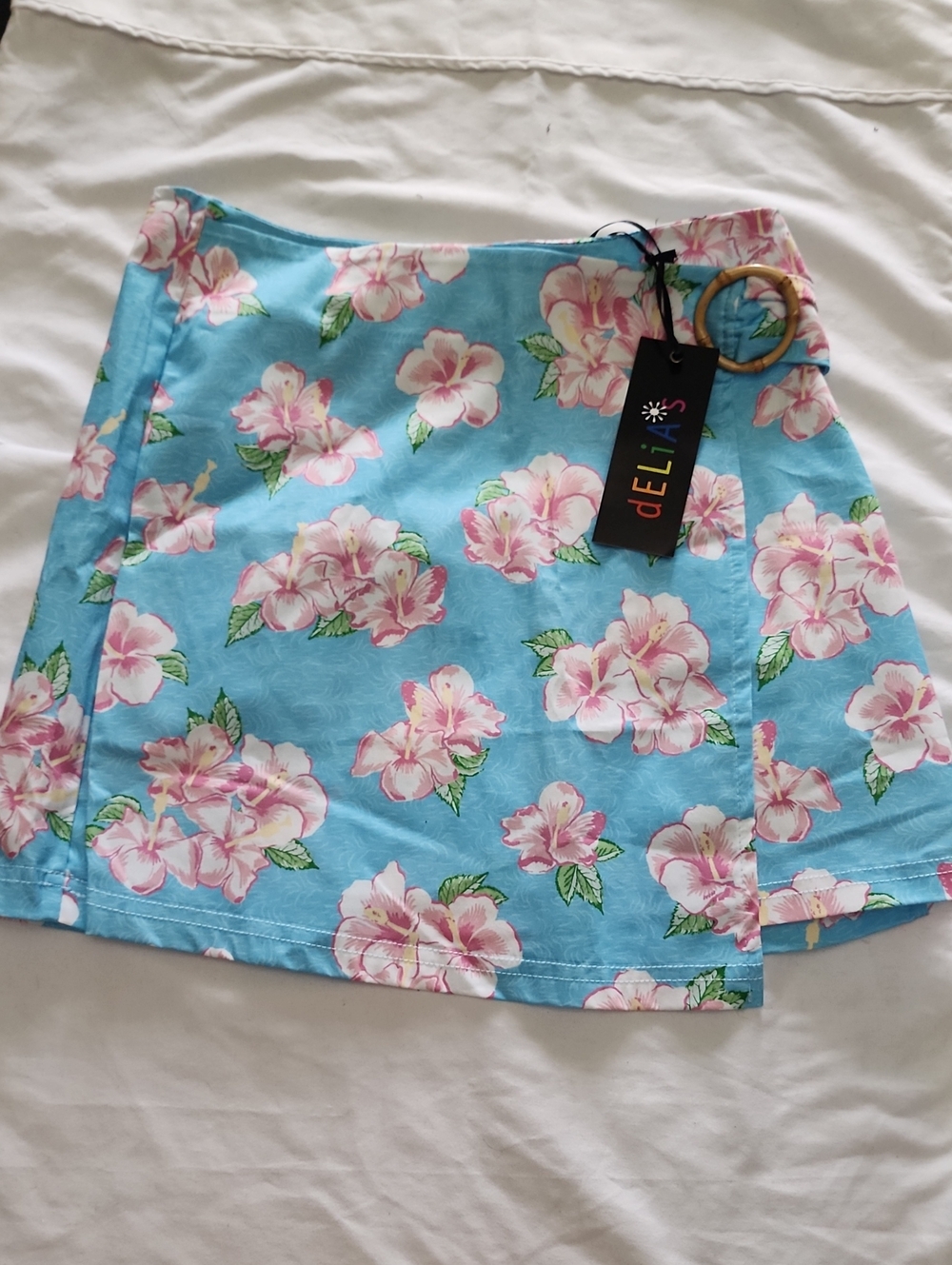 dELiA*s by Dolls Kill Hibiscus Floral Faux Wrap Mini Skirt NWT Small
